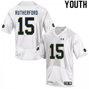 Notre Dame Fighting Irish Youth Isaiah Rutherford #15 White Under Armour Authentic Stitched College NCAA Football Jersey XGY7799SJ